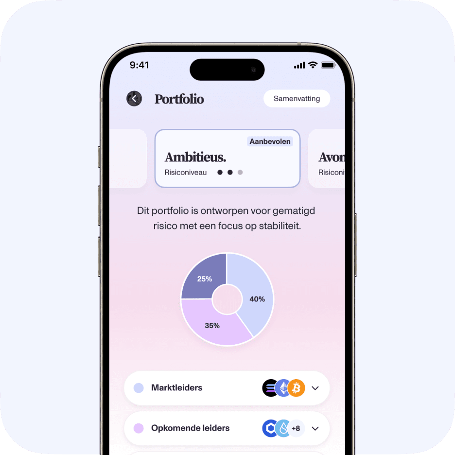 Je ontvangt een crypto portfolio dat bij je past.