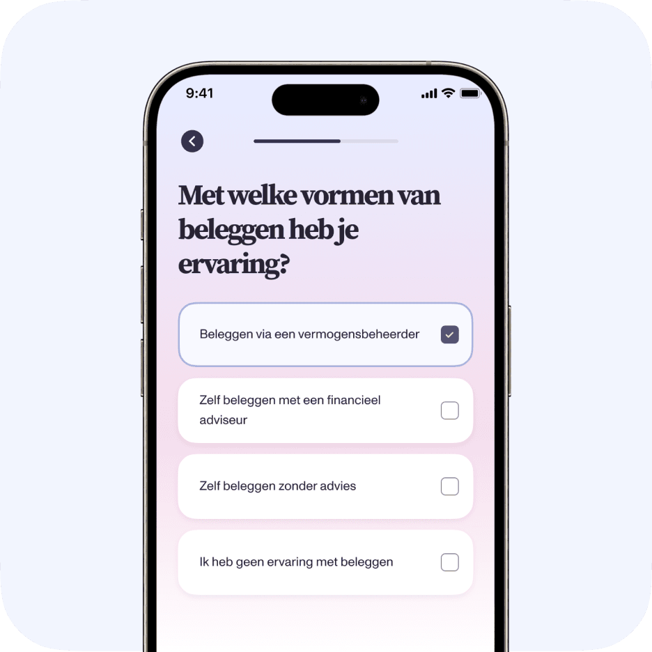 In 2 minuten stel je je profiel vast.